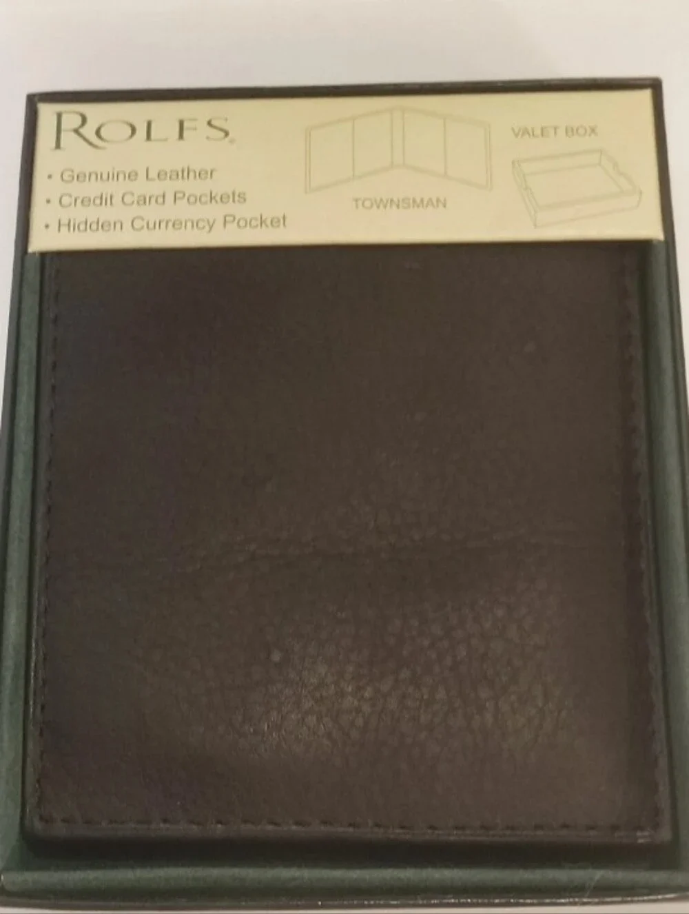 Rolf’s Genuine Leather Wallet, Multiple Credit Card Slots, Valet Box, Black NEW